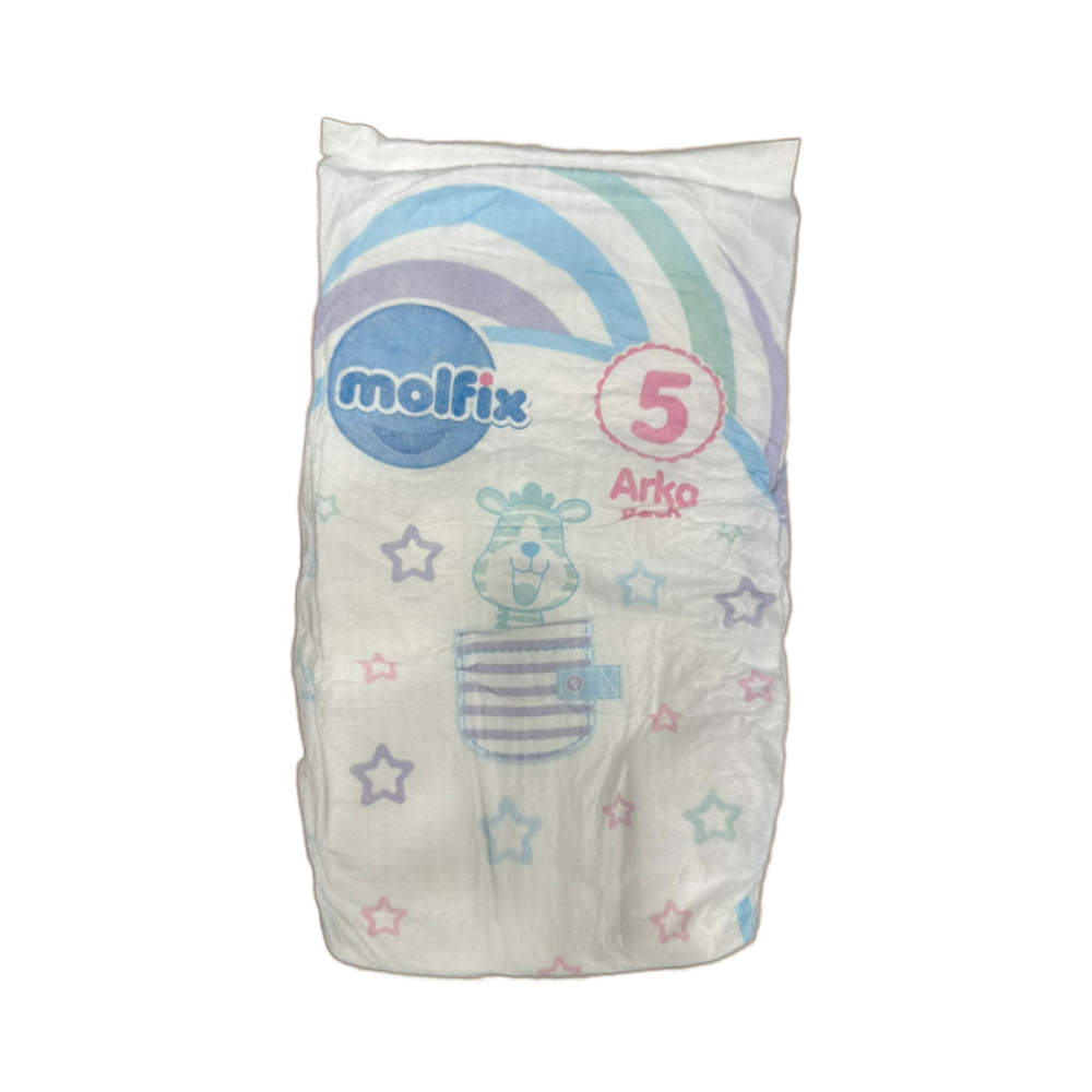 Molfix Bebem Natural Cotton Baby Diapers with Leak Guard Printed Design Full Elastic Side Tapes