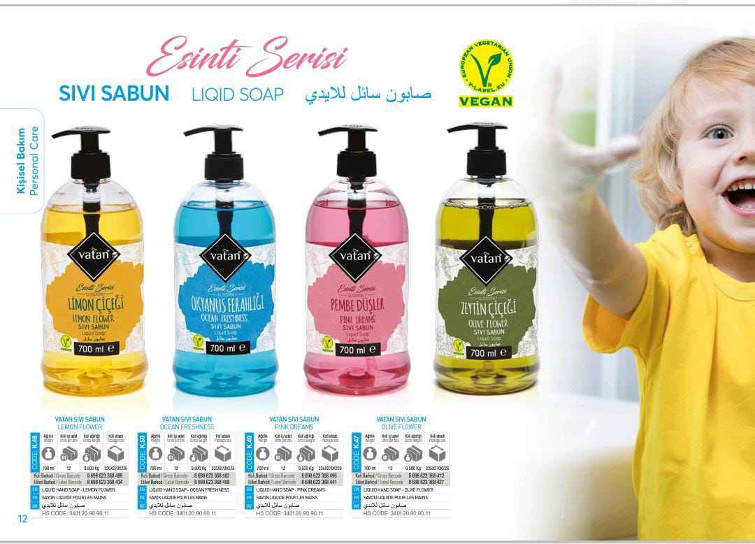 Savon liquide 700 ML formule chimique de Turquie meilleure qualité & prix marque VATAN